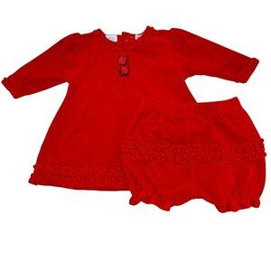 KOALA BABY Red Dress with Matching Bloomers 3-6 Months Holiday Christmas Outfit